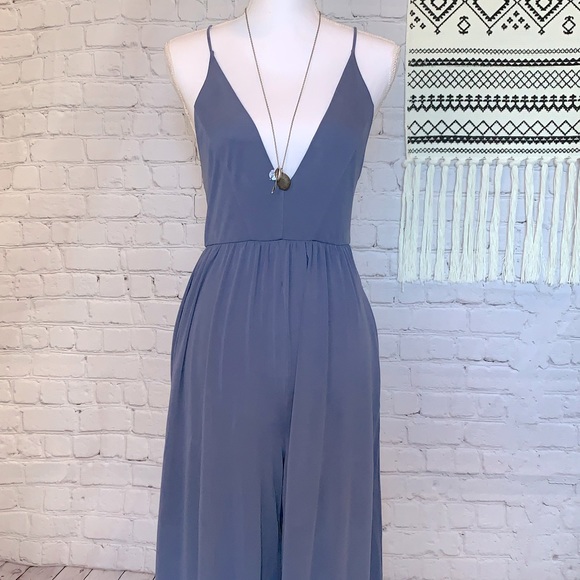 Periwinkle Blue Urban Outfitters Strappy Lowcut Jumpsuit - Picture 2 of 16